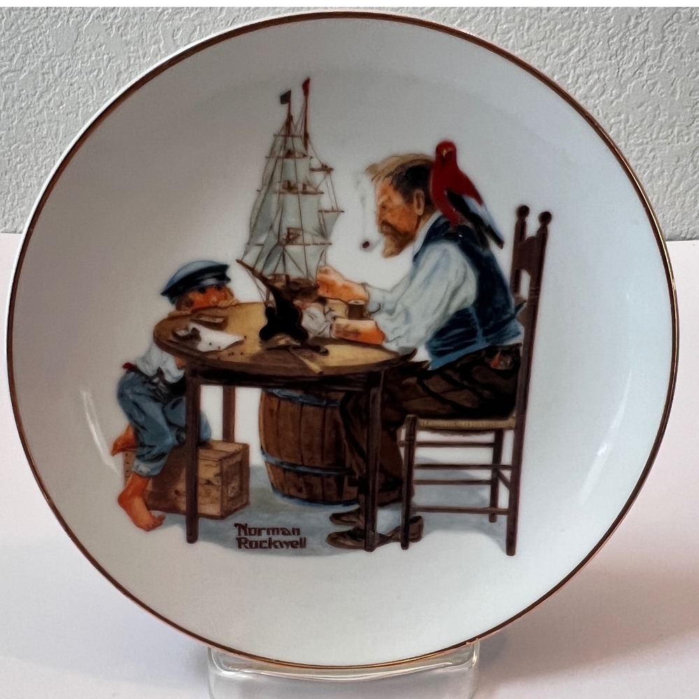 Norman Rockwell For A Good Boy 1984 Collector Plate Sea Captain Model Ship 6.5"